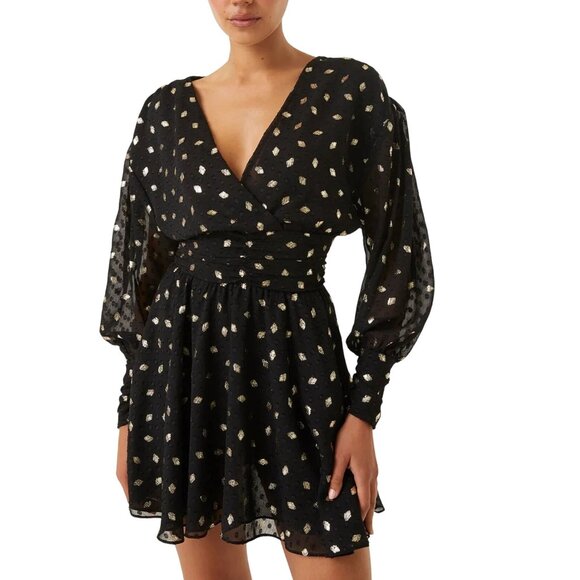 NWT Misa Los Angeles Davie Dress Black Silver‎ Diamond Clip Dot Mini Size XS - Picture 11 of 15